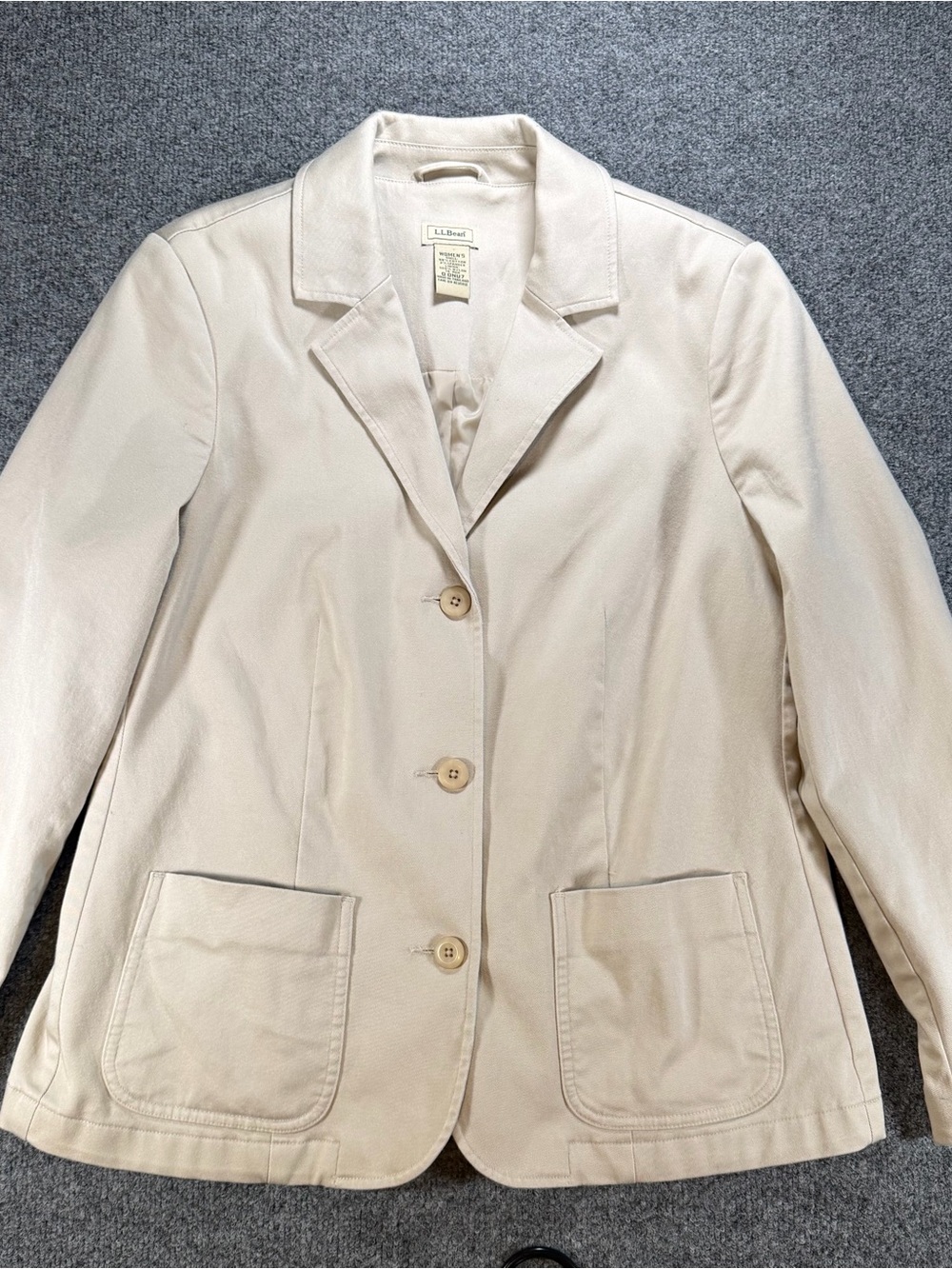 L.L. Bean Vintage Women's Cotton Cream Single-Breasted Blazer 14R